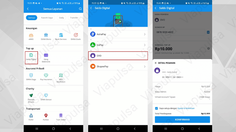 Langkah-langkah Transfer Dana ke Ovo dengan Menu Saldo Digital
